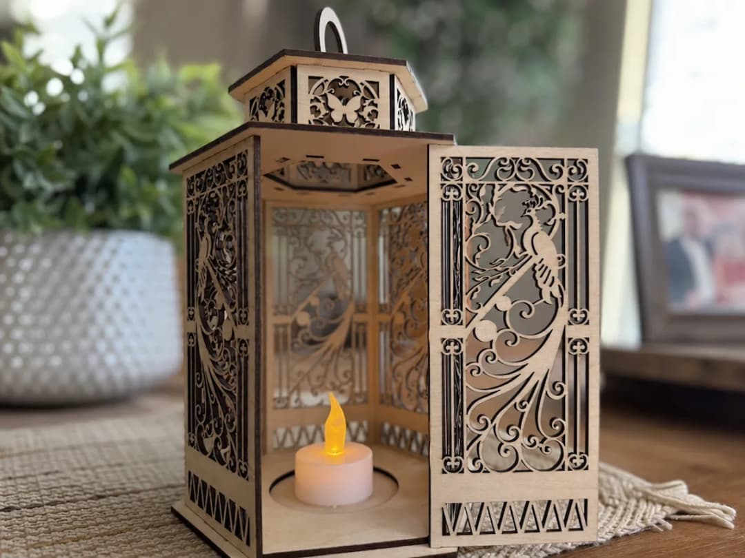 Decorative Wooden Peacock Lantern