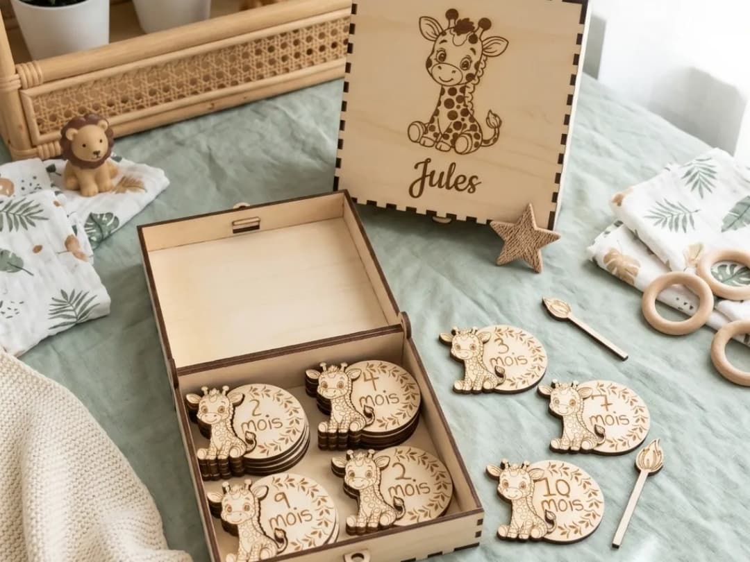 Box of Baby Milestone Cards with Giraffe Motif Box of Baby Milestone Cards with Giraffe Motif