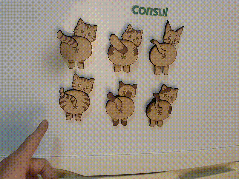 Set of Fridge Magnets with Cat Figures Set of Fridge Magnets with Cat Figures