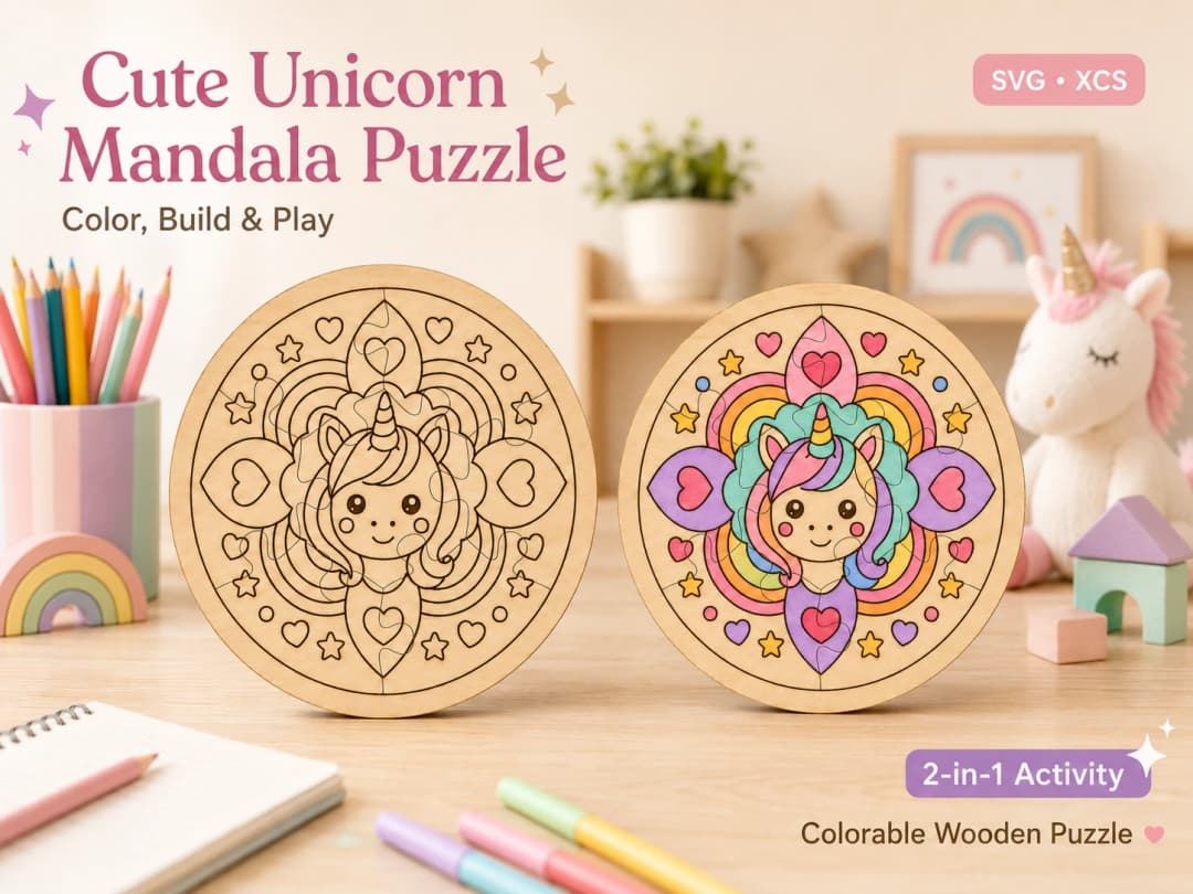 2-in-1 Cute Unicorn Mandala Coloring Puzzle 2-in-1 Cute Unicorn Mandala Coloring Puzzle