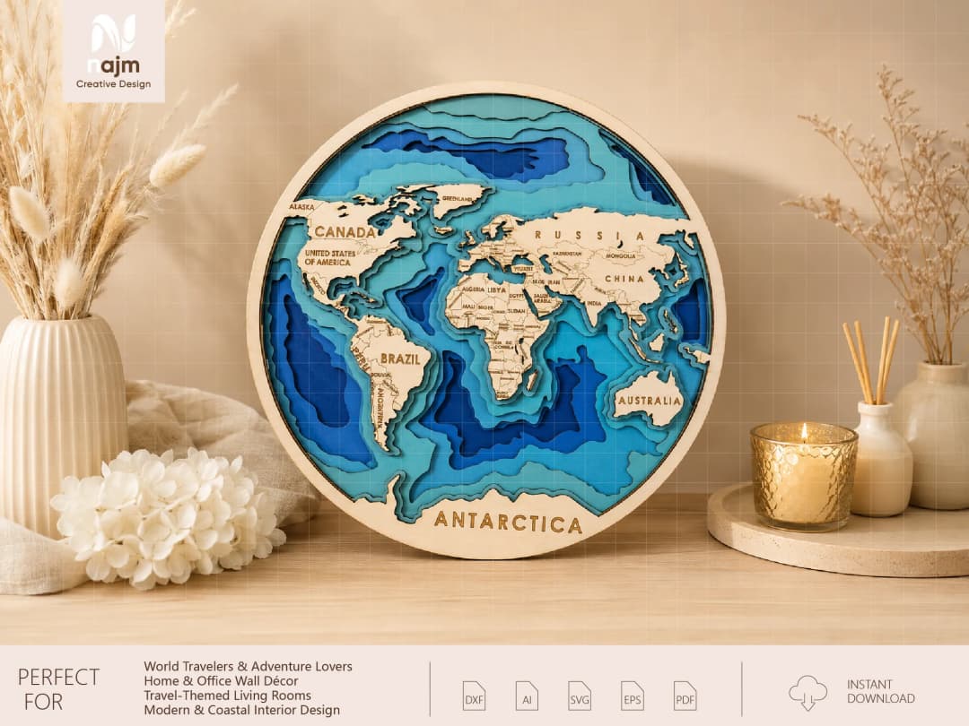 World Map Circular Wall Art