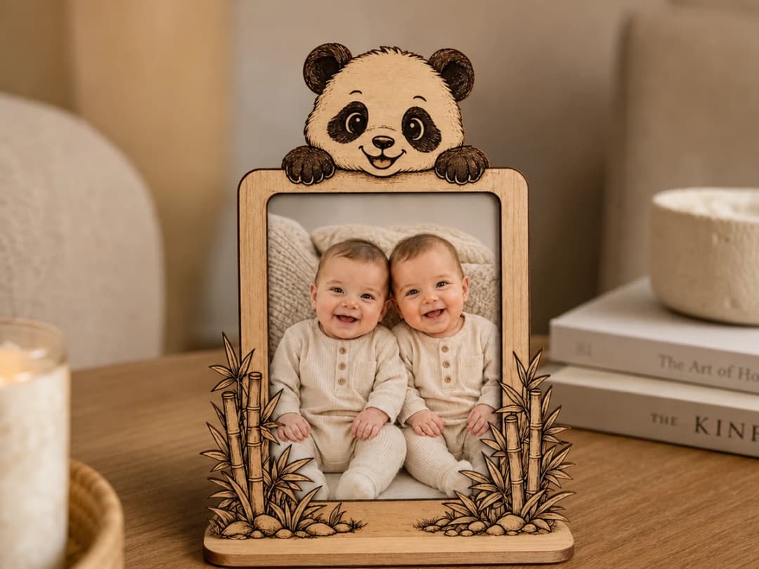 Wooden Photo Frame with Panda and Bamboo Wooden Photo Frame with Panda and Bamboo