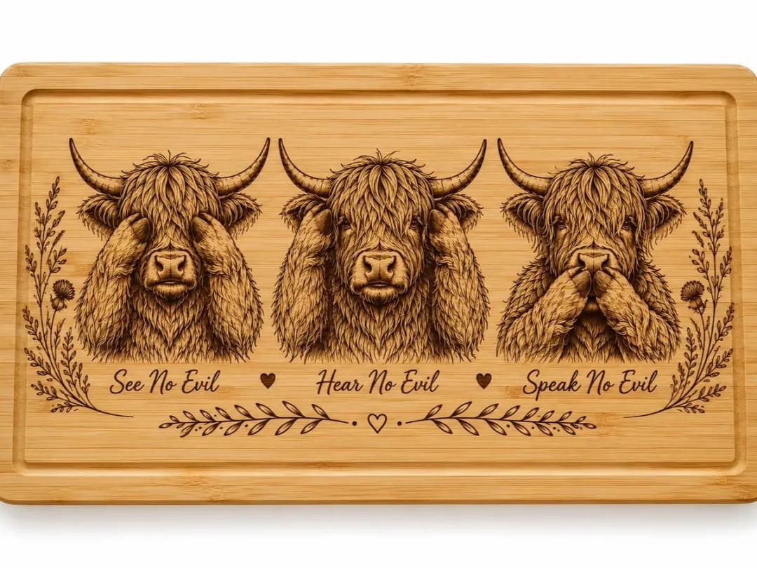 Highland Cow Bamboo Cutting Board Highland Cow Bamboo Cutting Board