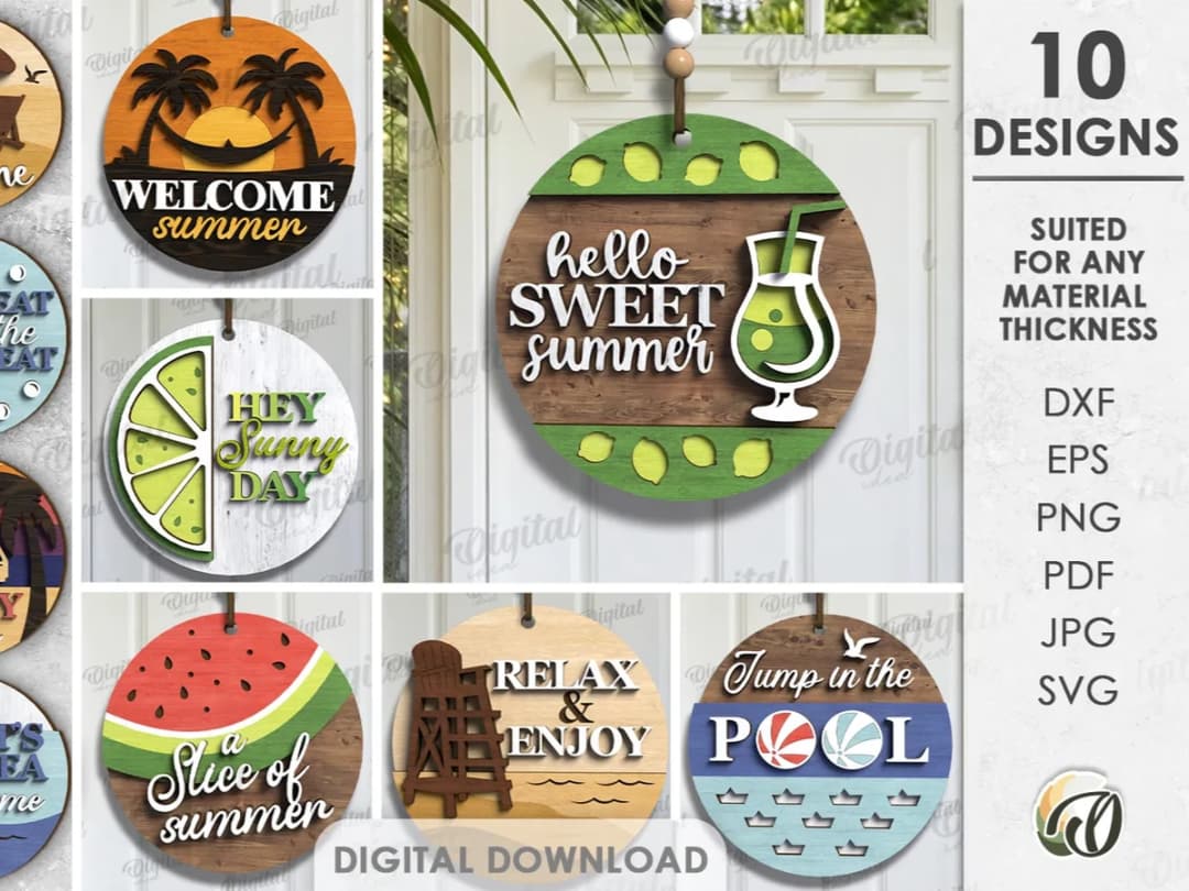 Round Layered Summer Signs