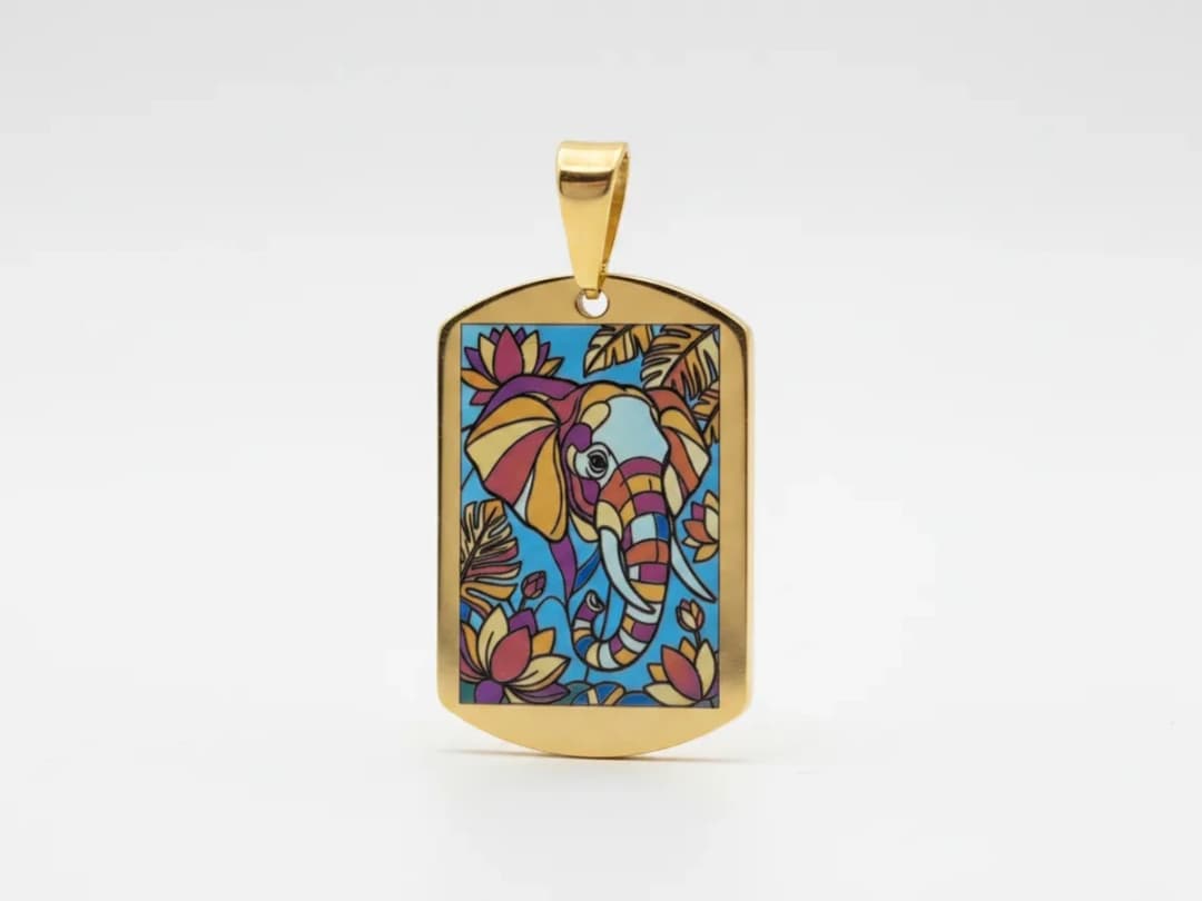 Medallion with Colorful Elephant Motif