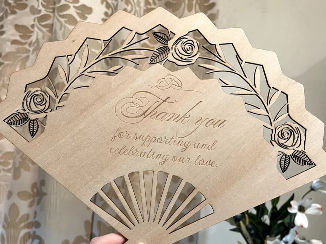 Wooden Wedding Thank You Hand Fan