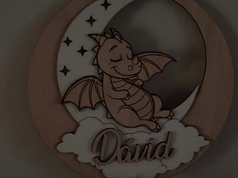 Personalized baby Dragon on Moon Wall Light