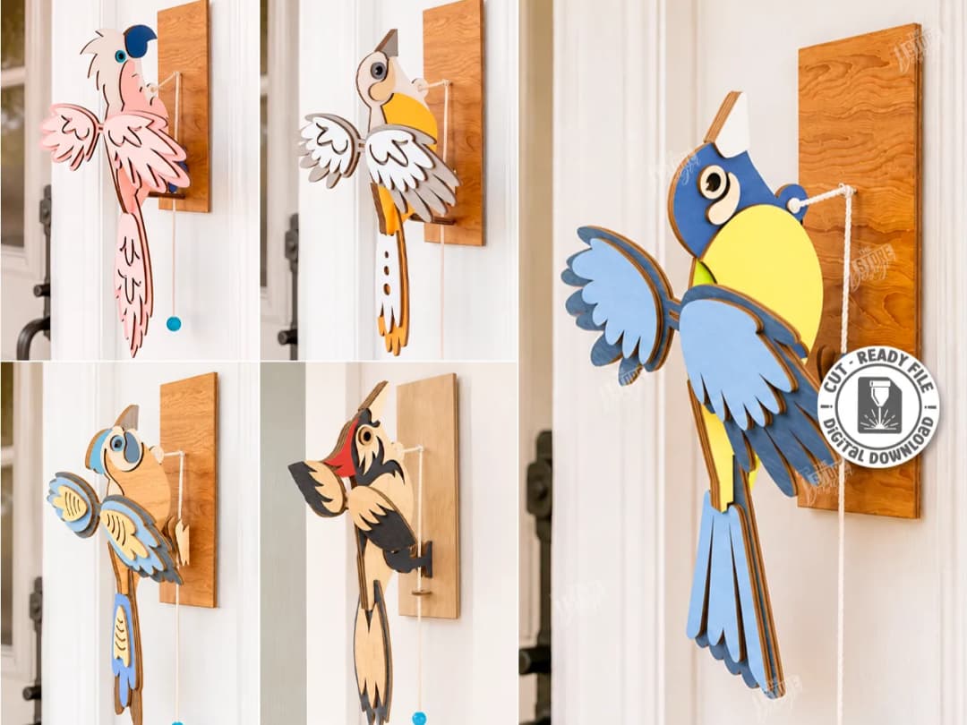 Kinetic Wooden Bird Doorbell