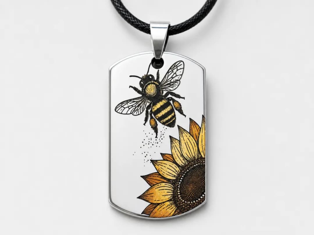 Bee and Sunflower Stainless Steel Pedant