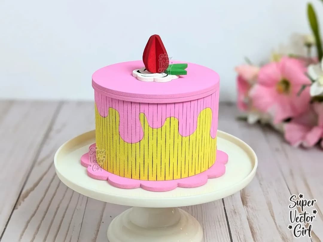 Strawberry Birthday Cake Trinket Box