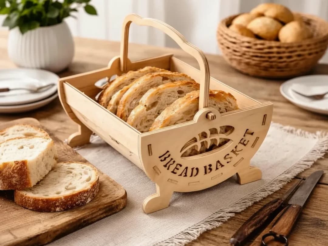 Laser Cut Wooden Bread Basket