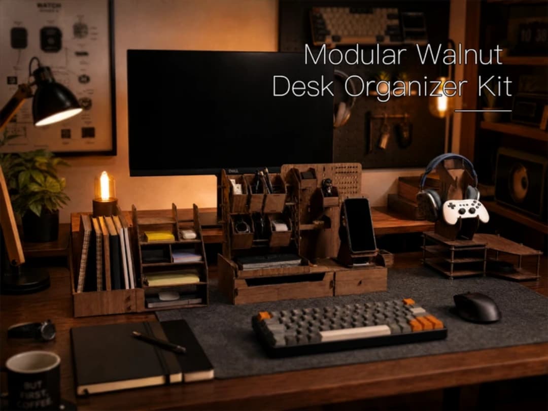 Modular Walnut Desk Organizer Kit