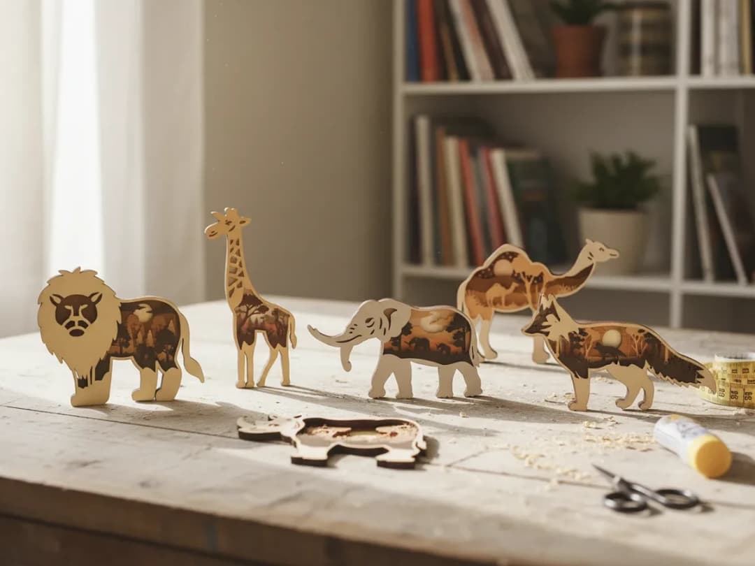 Safari Animal Laser Cut SVG Bundle | Wildlife Multilayer SVG Cut Files