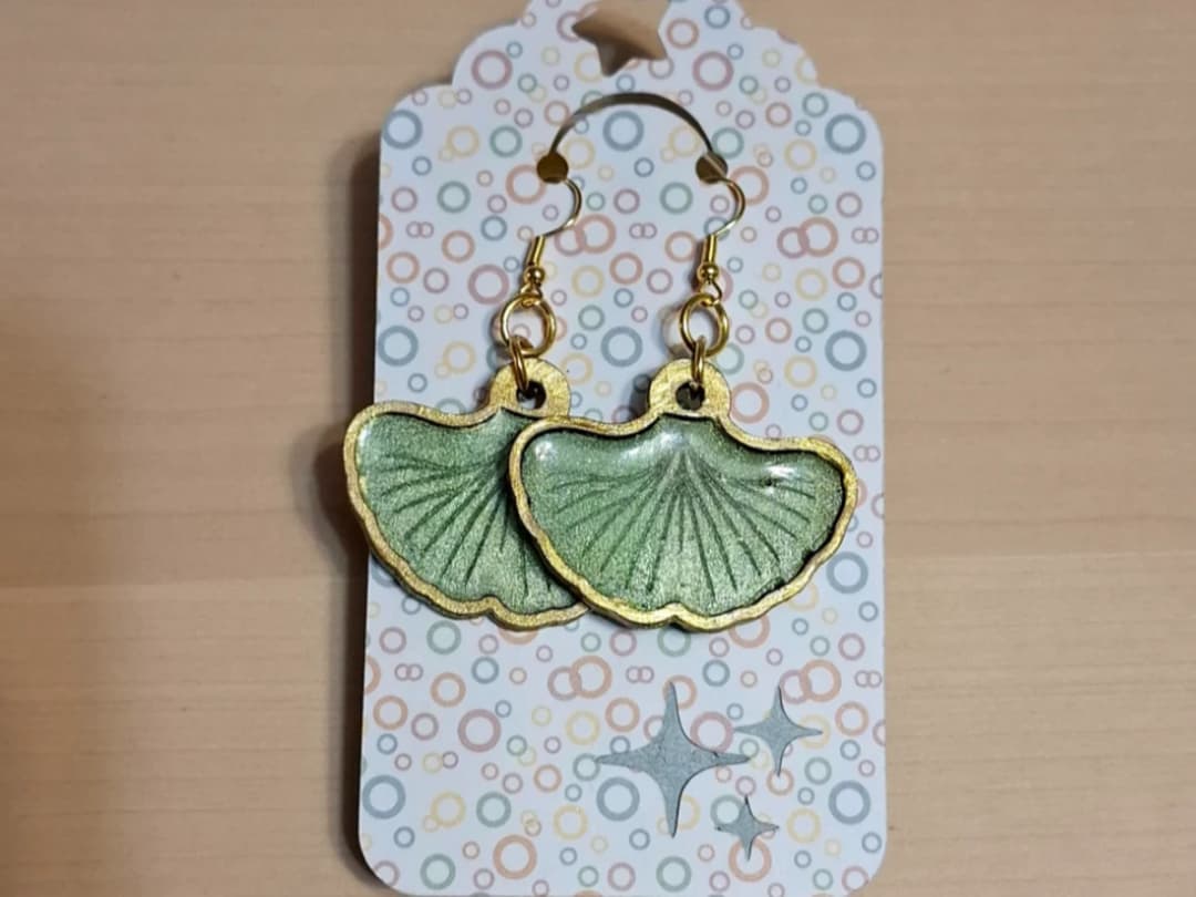 Ginkgo Leaf Wooden Earrings
