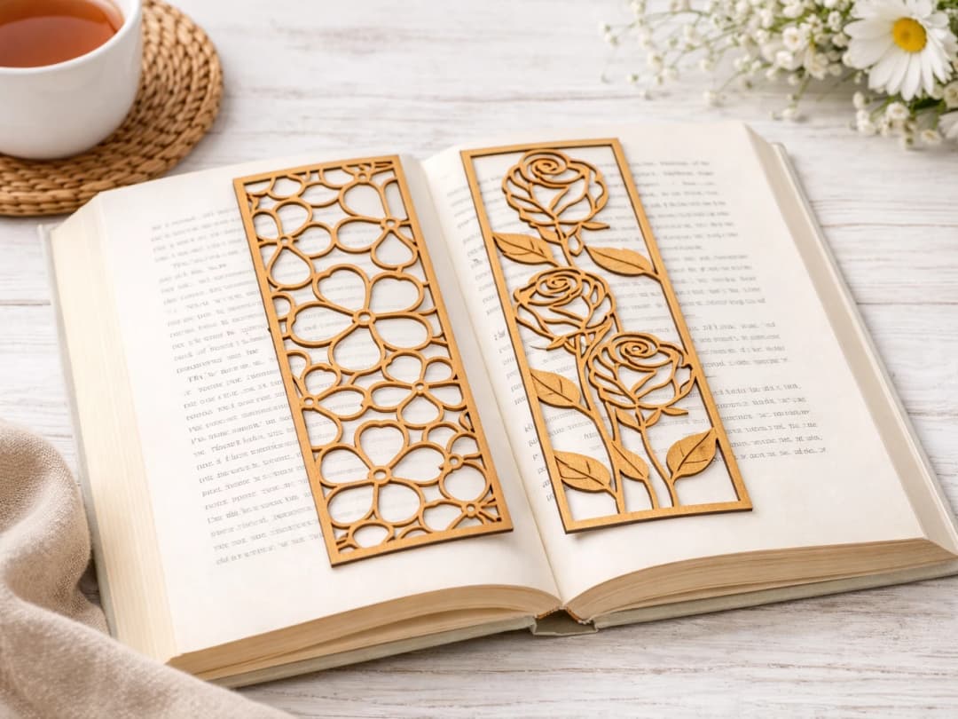 50+ Laser Cut Wooden Floral Bookmark Bundle