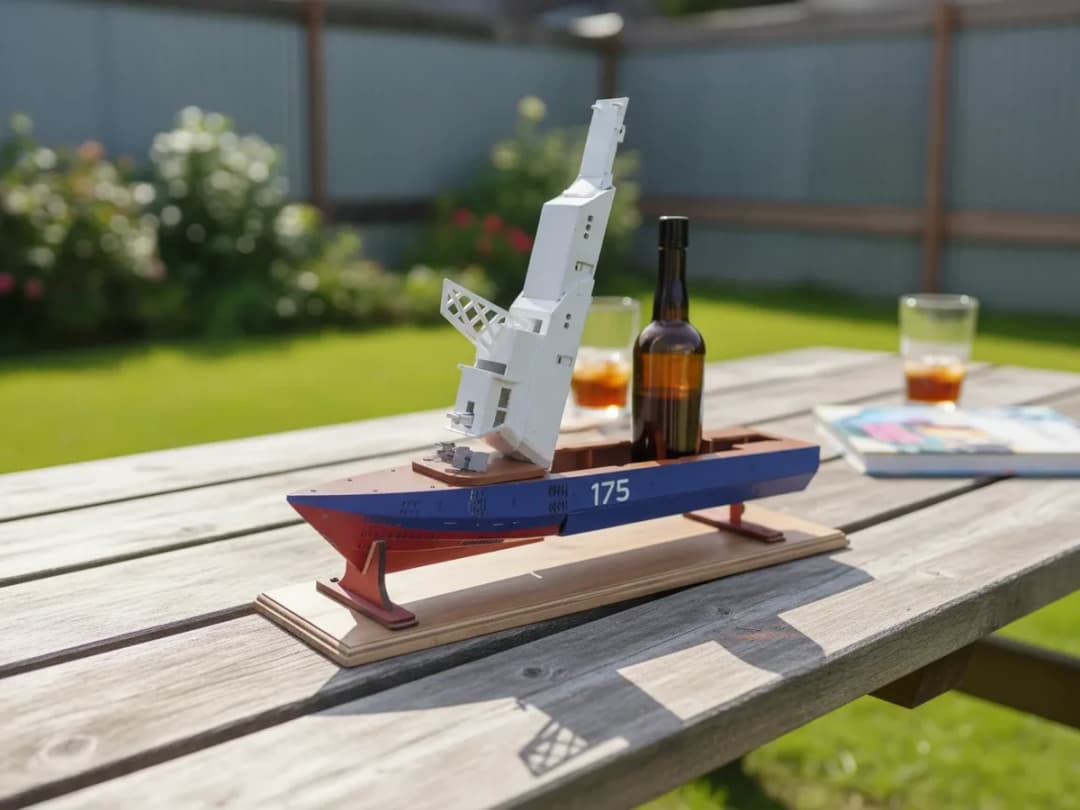 Bottle Stand in the Form of a Model of a Warship