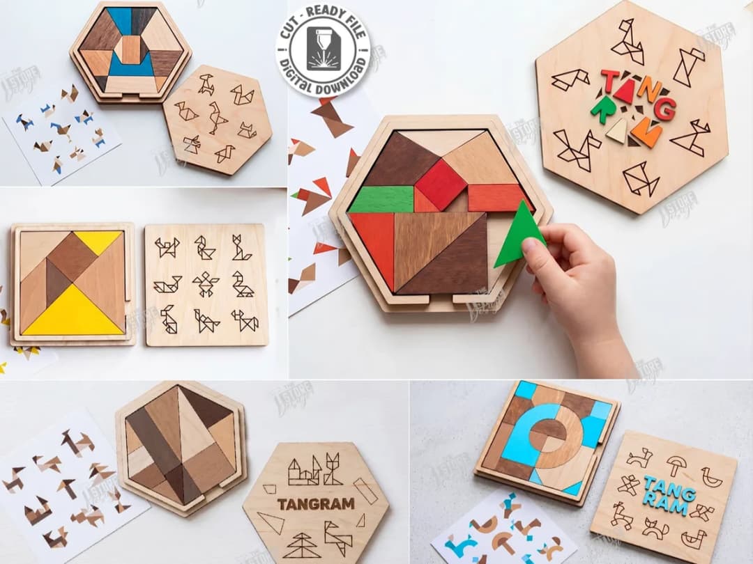 Wooden Tangram Puzzle Set