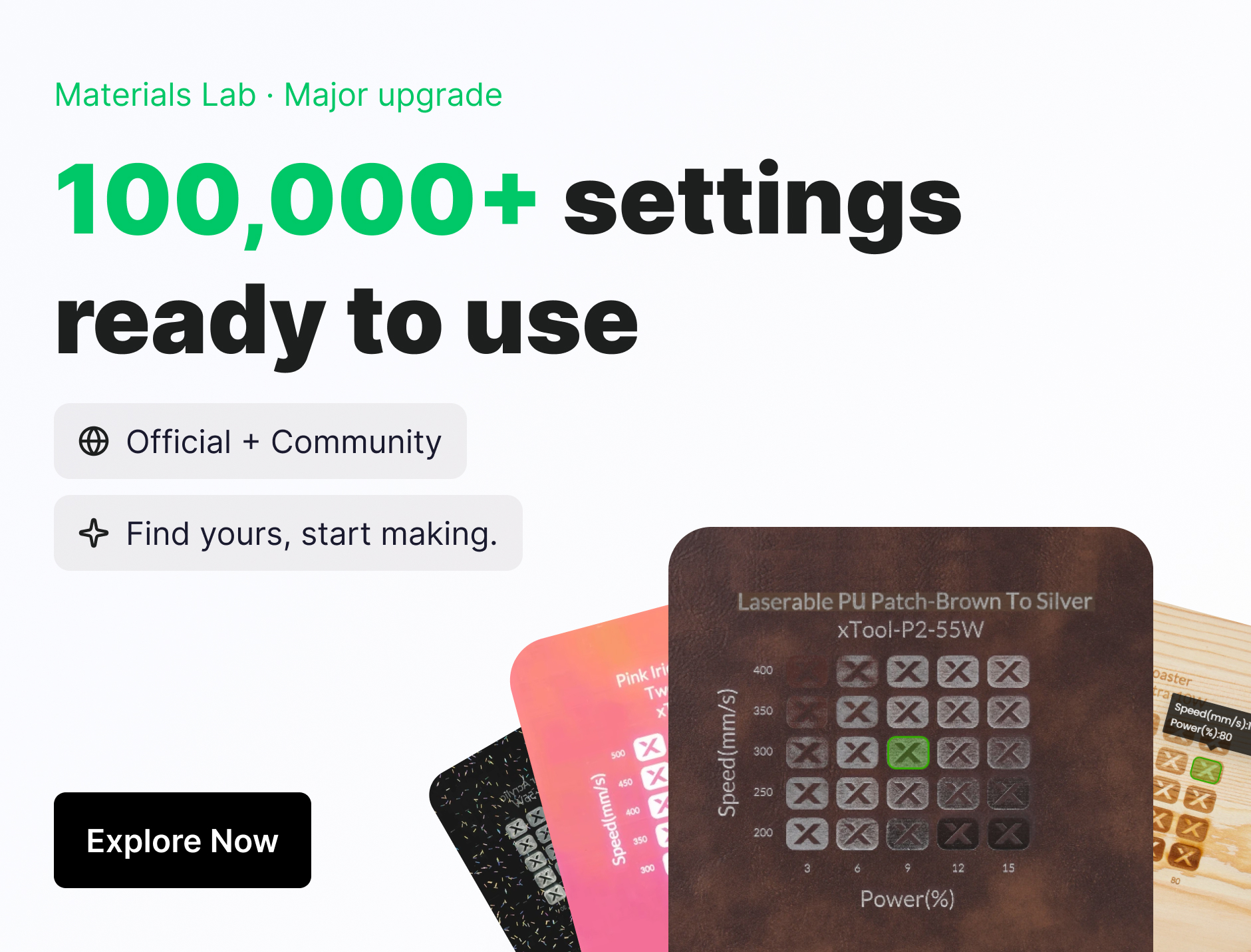 100,000+ settings ready to use