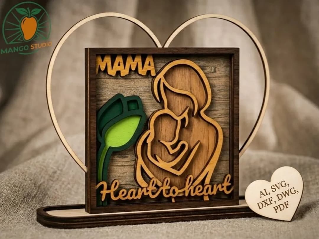 3D Multilayer MAMA Heart to Heart - 5 or 6 Layer Flexible Laser Cut Design