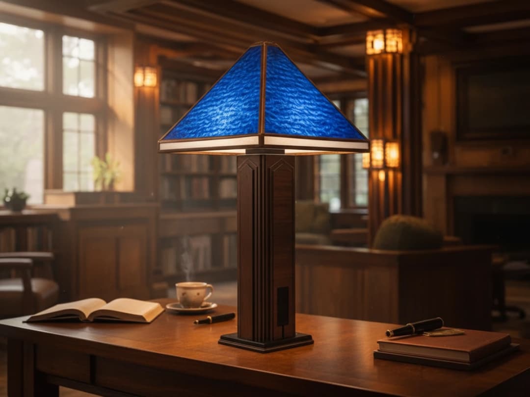 Art Deco Acrylic and Walnut Lamp