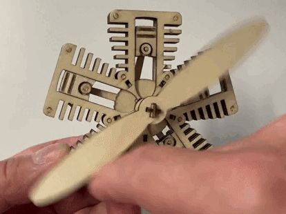 Wooden Radial Engine with Propeller