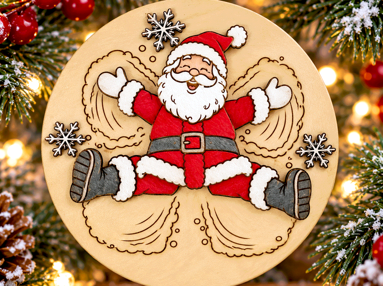 Santa & Elf Snow Angel Ornaments