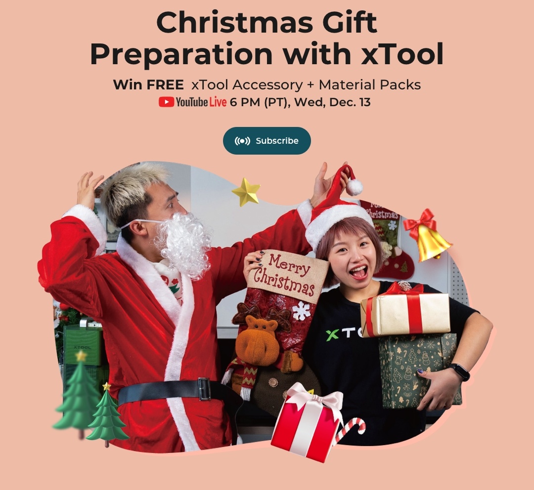 Join xTool Livestream on Dec. 13 and Win Material Packs + Laser Accessory!