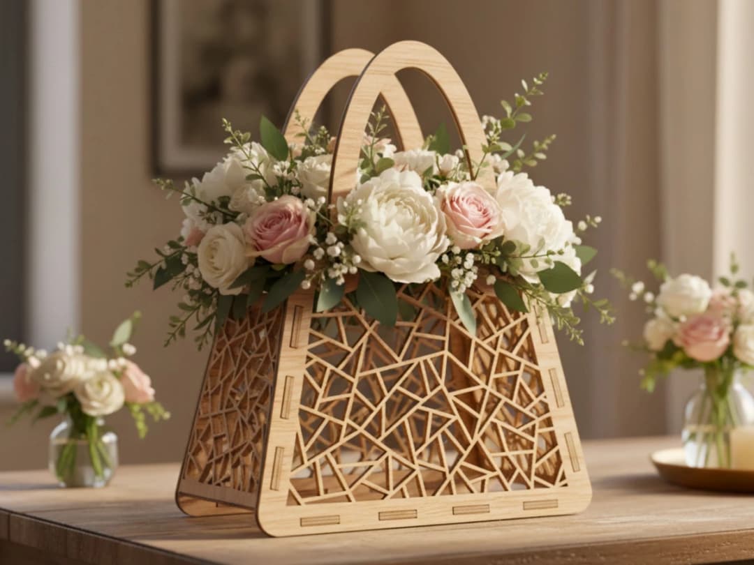 Decorative Wooden Basket Laser Cut