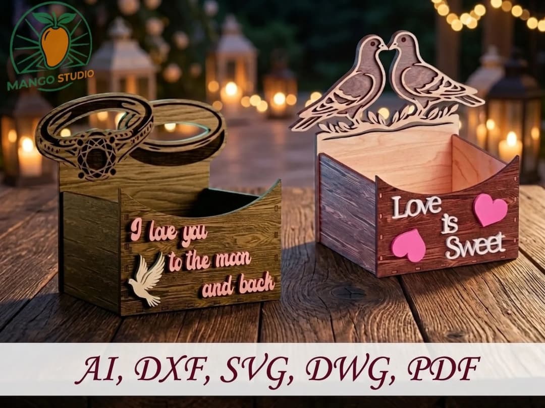 Wedding & Romance Laser Cut Box Designs