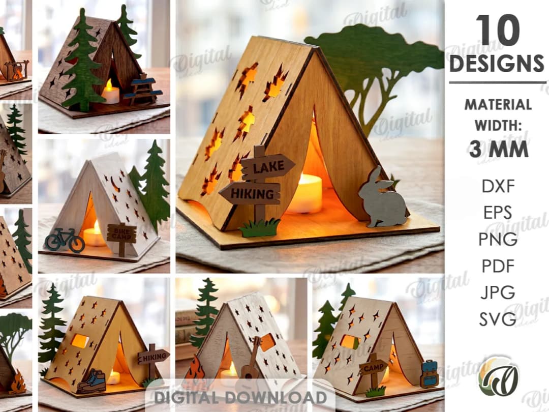3D Camping Tent Lanterns