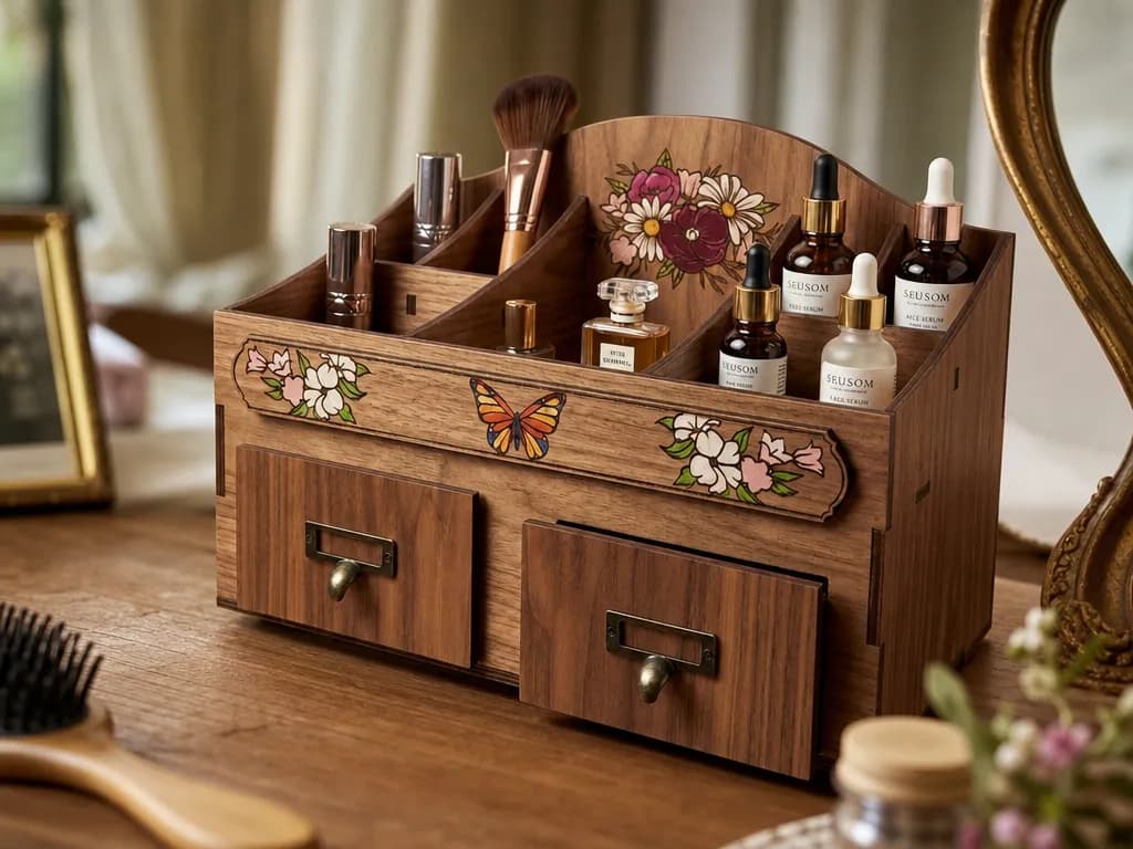 Wooden Makeup Organizer