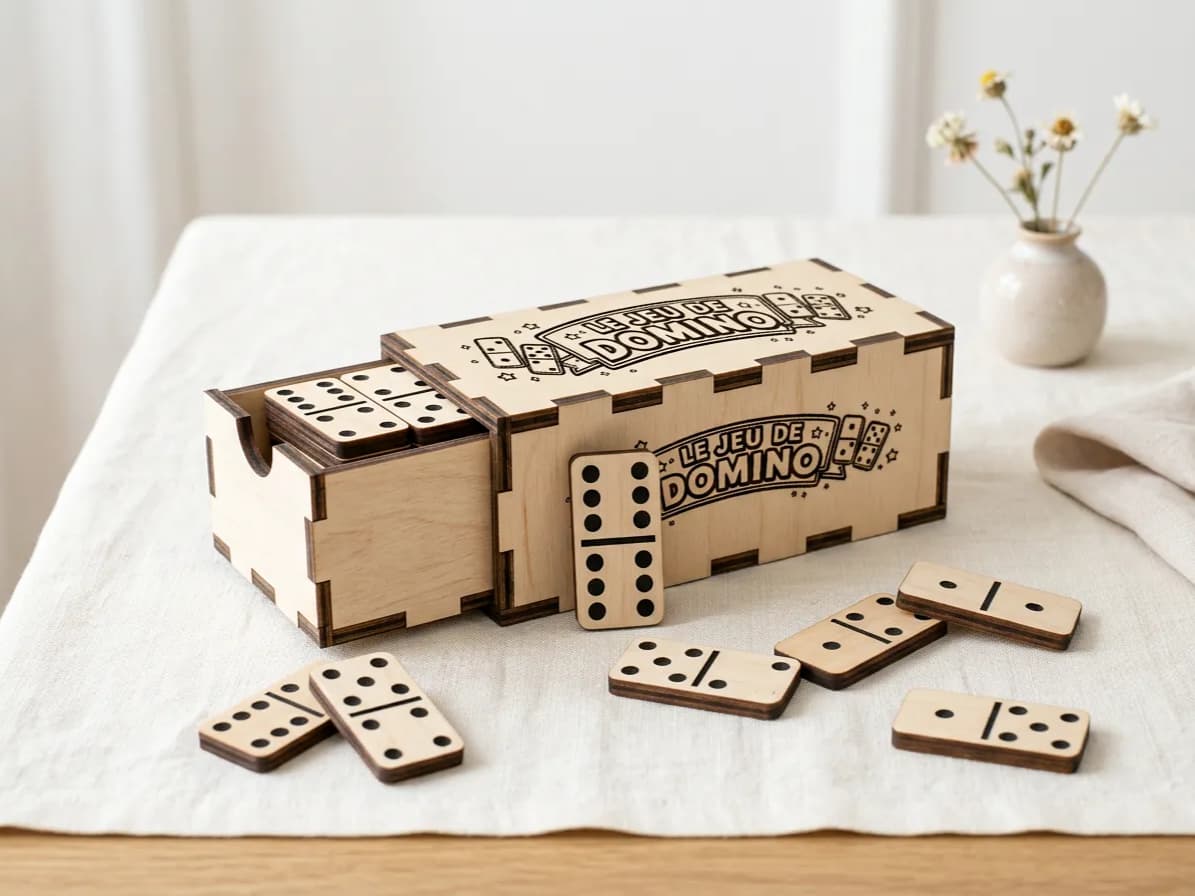 Wooden Domino Set with Storage Box