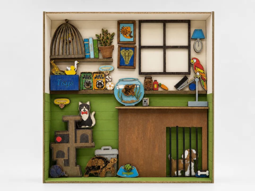 Decorate Yourself Miniature Pet Shop with Animals and Accessories Decorate Yourself Miniature Pet Shop with Animals and Accessories