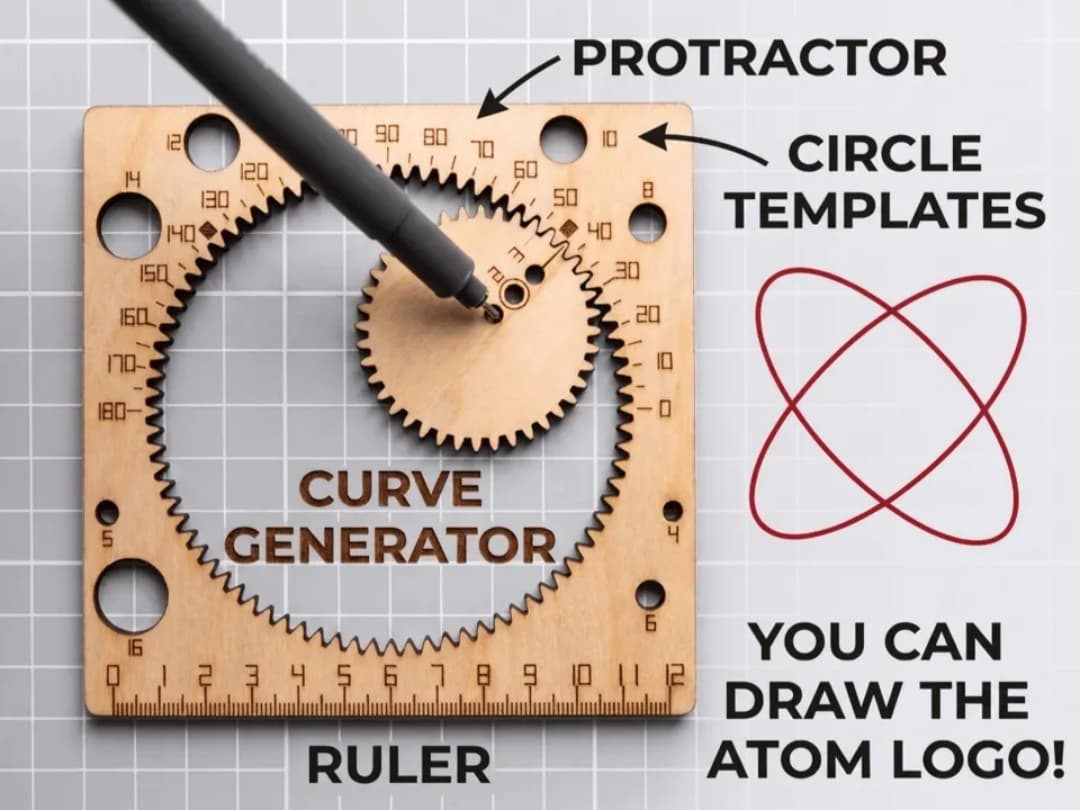 Atomm Logo, Ruler, Protractor and Circles Atomm Logo, Ruler, Protractor and Circles
