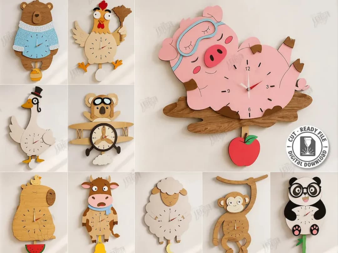 Animal Themed Pendulum Wall Clocks for Kids Room Decor Animal Themed Pendulum Wall Clocks for Kids Room Decor