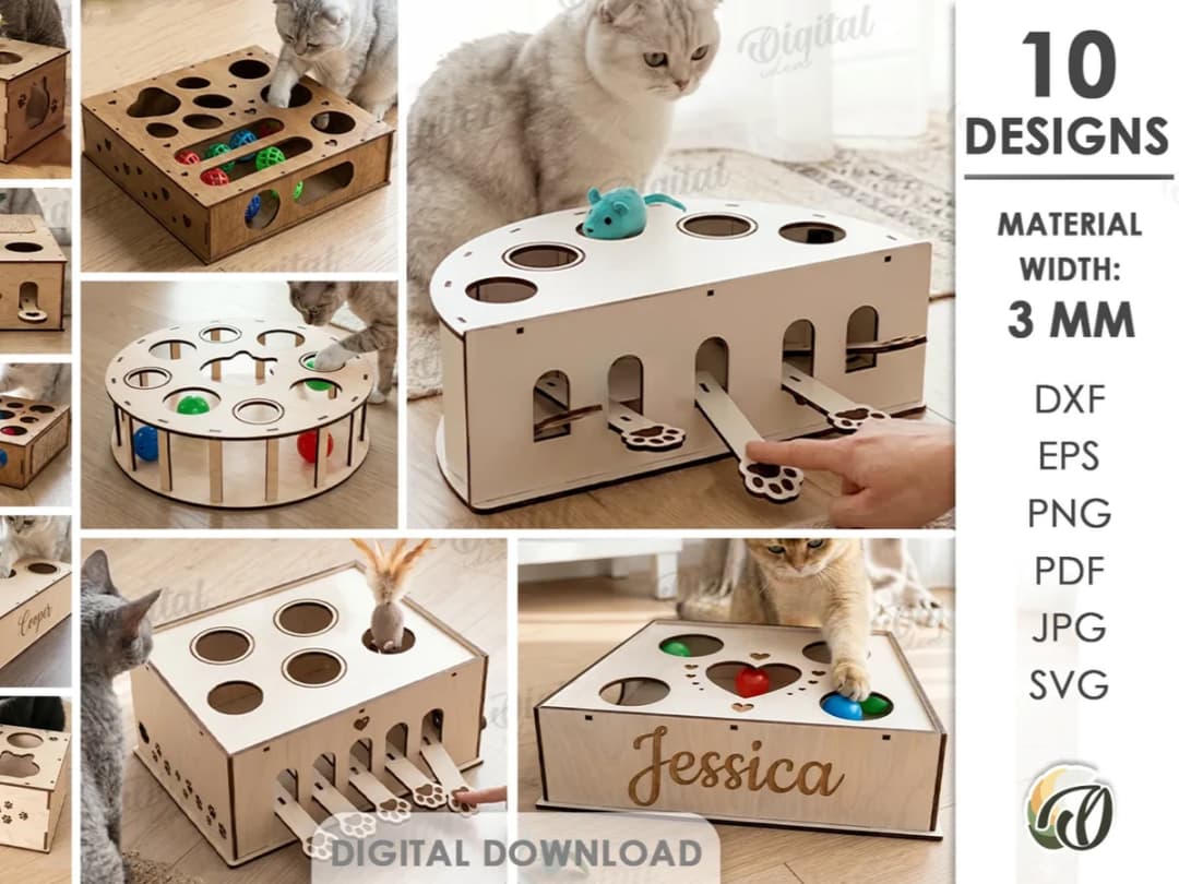 3D Cat Puzzle Toy Boxes Bundle