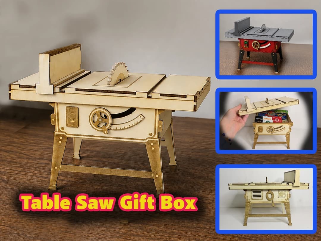 Table Saw Shaped Storage Box Gift Holder for Father's Day