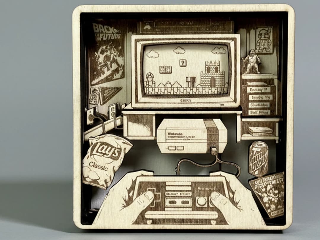 Layered Retro Gamer View Living Room Display