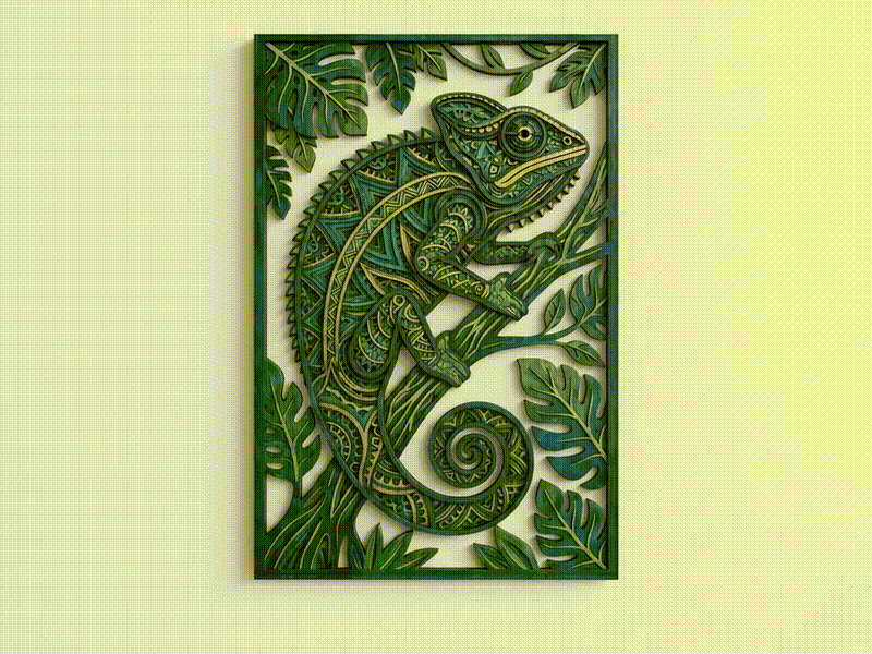 Mandala Chameleon Wall Art