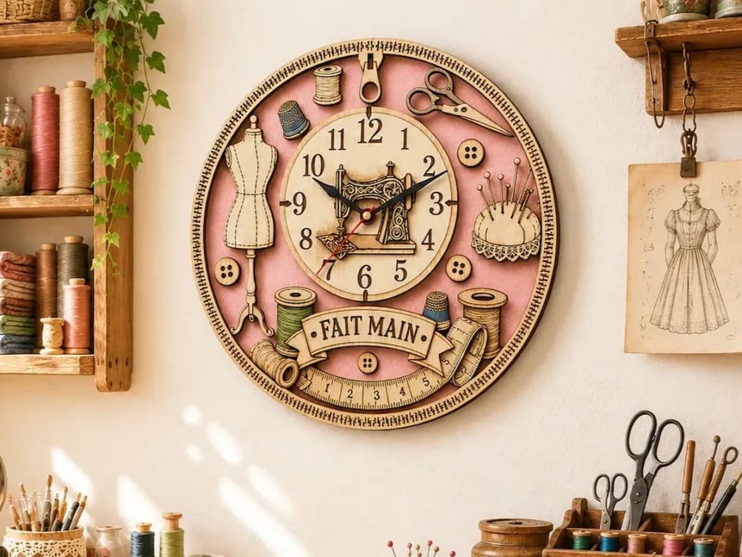 Sewing Themed Wall Clock