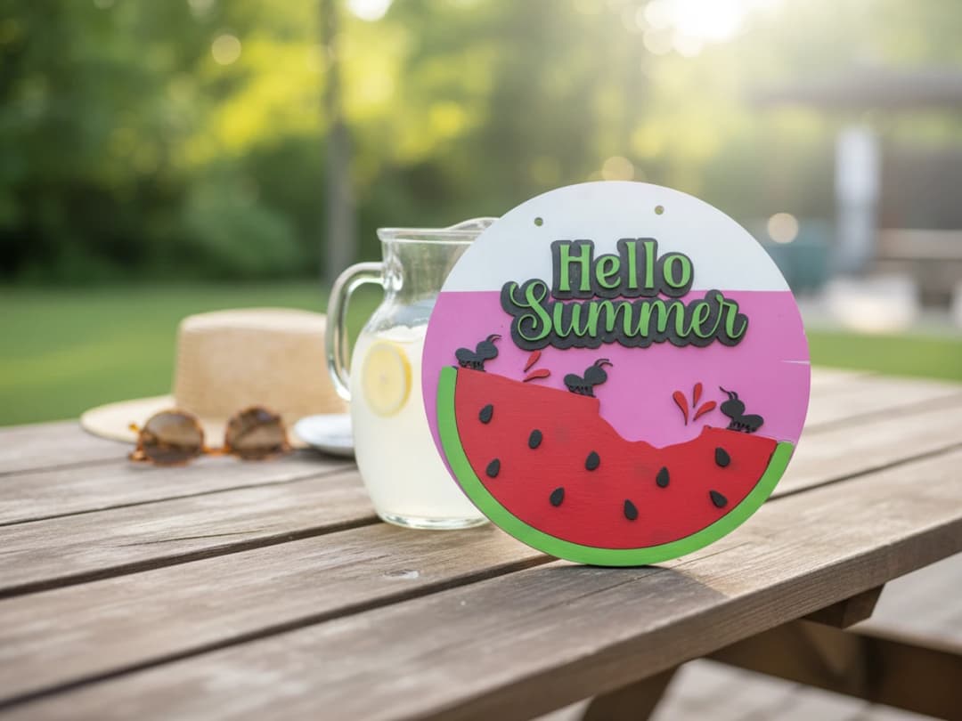"Hello Summer" Watermelon Door Hanger