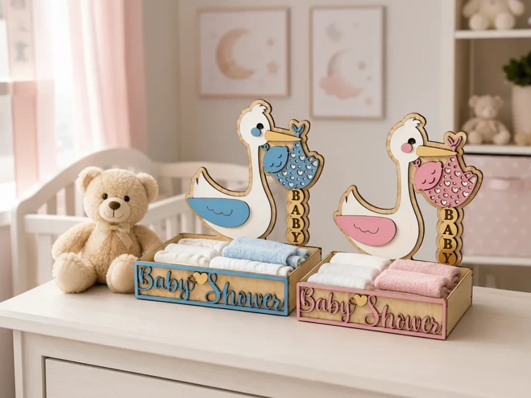 Stork and Baby Shower Nursery Storage Trays