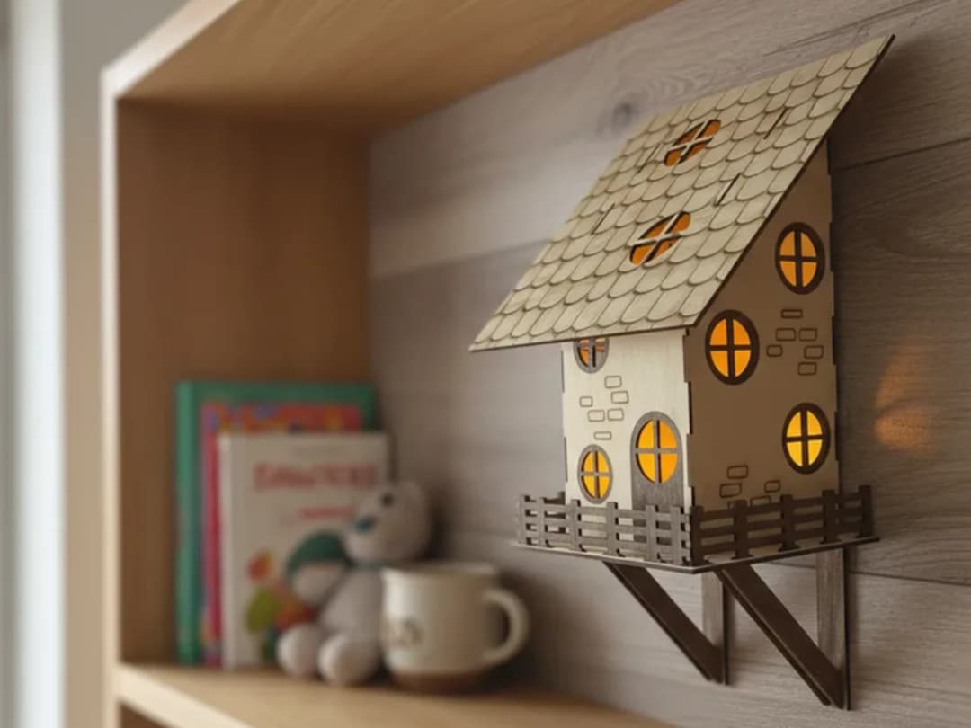 Illuminated Wall Lamp in the Shape of a Small House