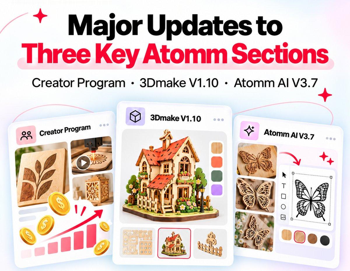 Atomm 4.1: major updates to Creator Program, 3Dmake V1.10 and Atomm AI V3.7